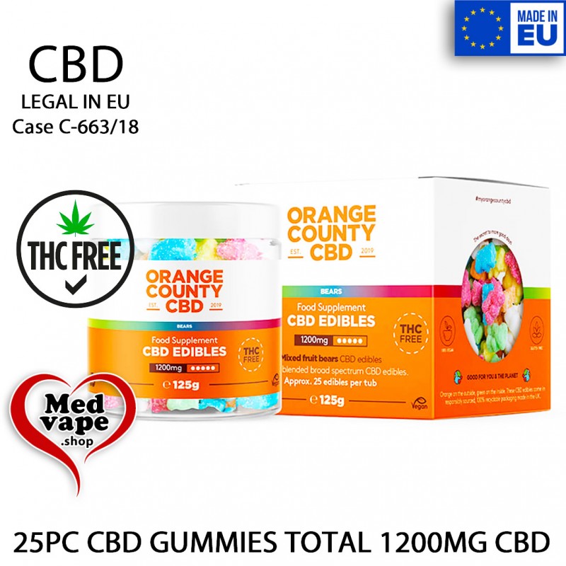 CBD GUMMIES 25PC 1200MG CBD – ORANGE COUNTY EDIBLES MEDVAPE THC